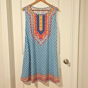 Boho Sleeveless Tank Dress, Size XL